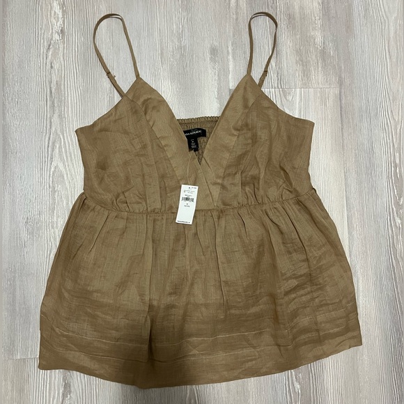 NWT banana republic Ramie empire iced latte beige camisole size medium petite - Picture 2 of 5